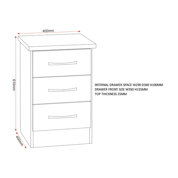 rukn nevada 3 drawer bedside table rukn nevada 3 drawer bedside table